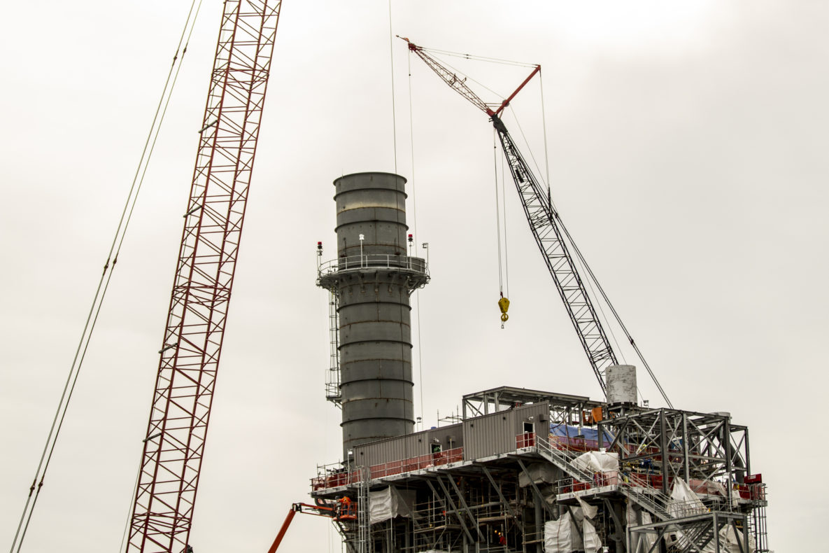 Construction work with cranes