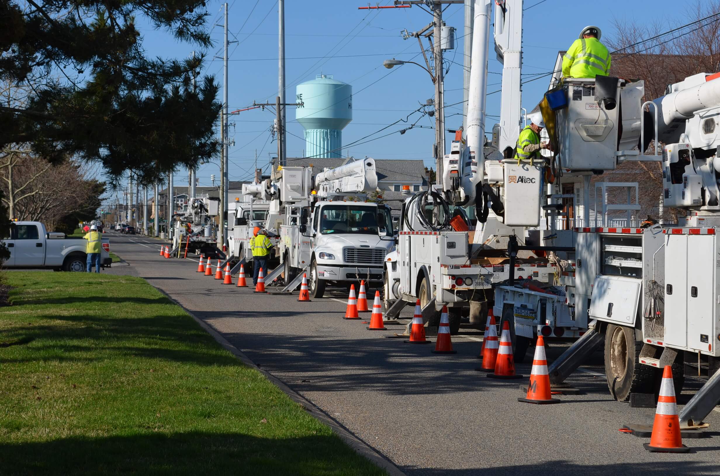 Work Trucks parked in a line