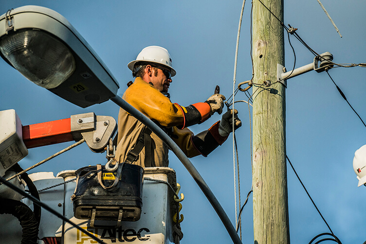 Man works on line